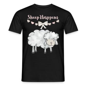 Mouton mouton drôle en disant morsures de mouton, jeu de mots - T-shirt homme - noir - Devant - AI Model Male 178 light (178cm)