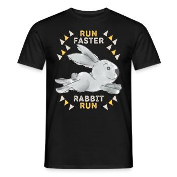 Cute Rabbit, Run-Faster-Rabbit-Run, funny saying - Men's T-Shirt - black - Front - AI Model Male 178 light (178cm)