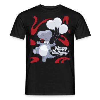 Dinosaur Balloons Happy-Birthday, Birthday - Men's T-Shirt - black - Front - AI Model Male 178 light (178cm)