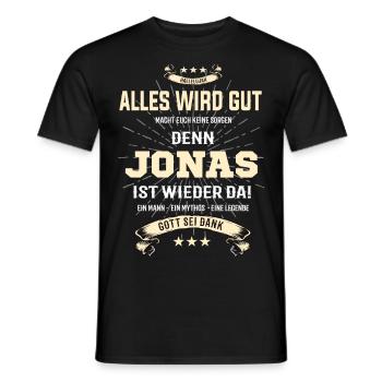 alles wird gut denn Jonas Ist da T-Shirt - Männer T-Shirt - Schwarz - Vorne - AI Model Male 178 light (178cm)