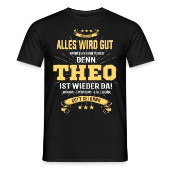 tout ira bien parce que Theo Is There T-Shirt - T-shirt homme - noir - Devant - AI Model Male 178 light (178cm)