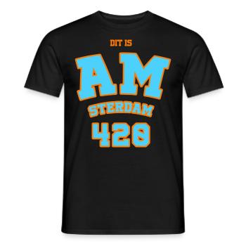 T-shirt personnalisé Amsterdam ⭐ Dit is Amsterdam - T-shirt homme - noir - Devant - AI Model Male 178 light (178cm)