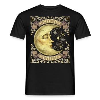 Moon-Child, Crescent, Boho Vintage, Victorien - T-shirt homme - noir - Devant - AI Model Male 178 light (178cm)