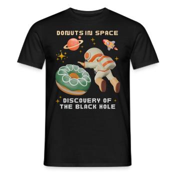 Donut-Space, Donuts-Black-Hole, lustiger-Astronaut - Männer T-Shirt - Schwarz - Vorne - AI Model Male 178 light (178cm)