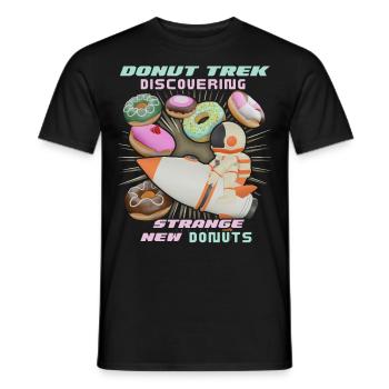 Donut trek, donuts in space, funny astronaut - Men's T-Shirt - black - Front - AI Model Male 178 light (178cm)