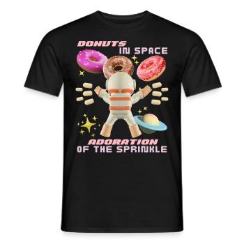 Donut space, donuts in space, funny astronaut - Men's T-Shirt - black - Front - AI Model Male 178 light (178cm)