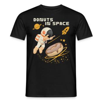 Donut space, donuts in space, funny astronaut - Men's T-Shirt - black - Front - AI Model Male 178 light (178cm)
