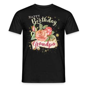 Grandpa Birthday Vintage Style Happy Birthday Grandpa - Men's T-Shirt - black - Front - AI Model Male 178 light (178cm)