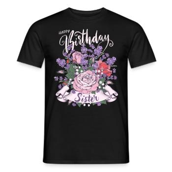 Joyeux anniversaire Sœur, Sœur Sœur Anniversaire - T-shirt homme - noir - Devant - AI Model Male 178 light (178cm)