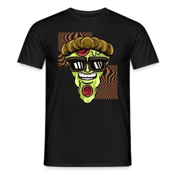Halloween Costume Pizza Spooky Skull Zombie - Men's T-Shirt - black - Front - AI Model Male 178 light (178cm)