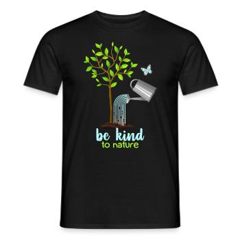 Nature conservation, tree and watering can, environmental protection - Men's T-Shirt - black - Front - AI Model Male 178 light (178cm)