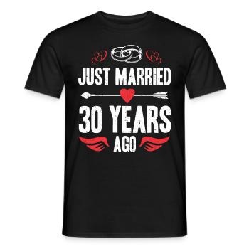 Just Married 30 Years Ago 30th Wedding Anniversary - Men's T-Shirt - black - Front - AI Model Male 178 light (178cm)