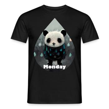 Panda im Regen - Montag Morgen - Männer T-Shirt - Schwarz - Vorne - AI Model Male 178 light (178cm)