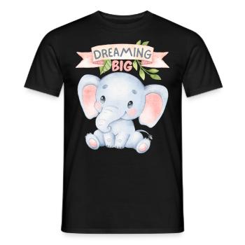 Little elephant, funny saying Dreaming Big - Men's T-Shirt - black - Front - AI Model Male 178 light (178cm)