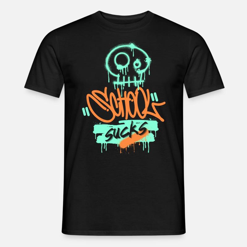 Schule, Schulfrust, lustiger Spruch Graffiti-Stil - Männer T-Shirt - Schwarz