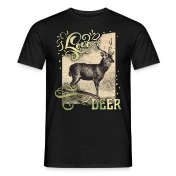 Cerf vintage, cerf d’amour, dire - T-shirt homme - noir - Devant - AI Model Male 178 light (178cm)