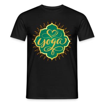 Yoga, symbole du yoga avec le cœur - T-shirt homme - noir - Devant - AI Model Male 178 light (178cm)