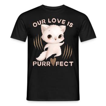 Valentine's Cat Valentine's Day Love Funny Saying - Men's T-Shirt - black - Front - AI Model Male 178 light (178cm)
