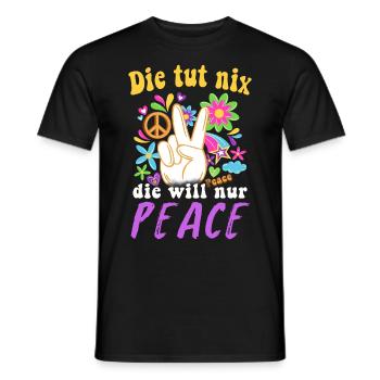 Hippie Tshirt Peace Bewegung Woodstock Boho Groove - Männer T-Shirt - Schwarz - Vorne - AI Model Male 178 light (178cm)