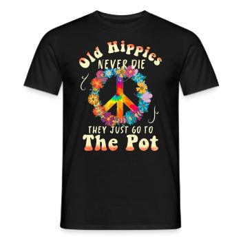 Hippie Peace Groovy Flowerpower Boho Woodstock - T-shirt homme - noir - Devant - AI Model Male 178 light (178cm)