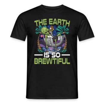 Lustiger Betrunkener Außerirdische mit einem Bier - Männer T-Shirt - Schwarz - Vorne - AI Model Male 178 light (178cm)