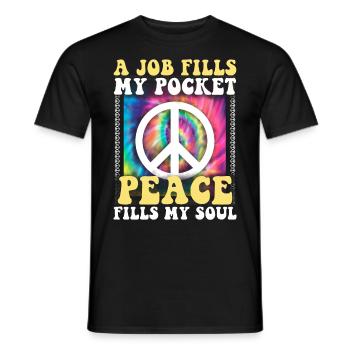 Hippie Tshirt Peace Movement Woodstock Boho Groove - Men's T-Shirt - black - Front - AI Model Male 178 light (178cm)