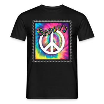 Hippie Peace Groovy Flowerpower Boho Woodstock - T-shirt homme - noir - Devant - AI Model Male 178 light (178cm)