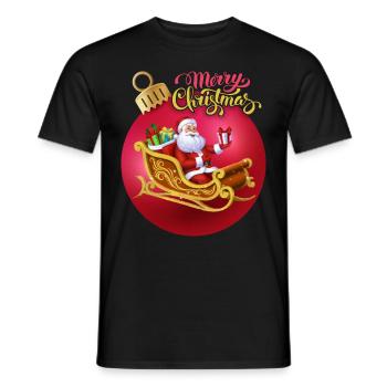 Merry Christmas Kalligrafie, Weihnachtsmann - Männer T-Shirt - Schwarz - Vorne - AI Model Male 178 light (178cm)