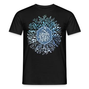 Happy Easter, Easter wreath, watercolor, calligraphy - Men's T-Shirt - black - Front - AI Model Male 178 light (178cm)