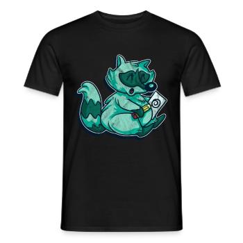 Raccoon Racoon Animal Gift Ferret Marten - Men's T-Shirt - black - Front - AI Model Male 178 light (178cm)