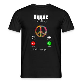 Hippie - Männer T-Shirt - Schwarz - Vorne - AI Model Male 178 light (178cm)