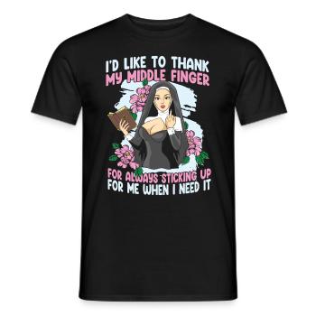 I'd Like To Thank My Middle Finger For Always - Männer T-Shirt - Schwarz - Vorne - AI Model Male 178 light (178cm)