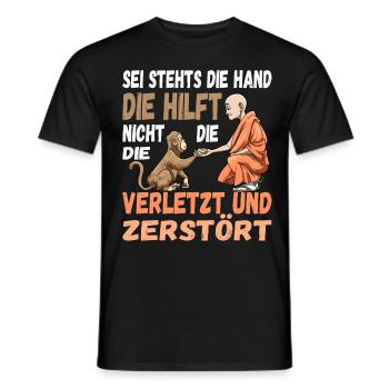 Helfende Hand Helfen Affe Mönch Nächstenliebe - Männer T-Shirt - Schwarz - Vorne - AI Model Male 178 light (178cm)
