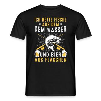 Angeln Geschenk Fischer Angler Petri Heil Rute - Männer T-Shirt - Schwarz - Vorne - AI Model Male 178 light (178cm)