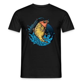 Fishing Tshirt Man Fisherman Rod Fishing Fishing - Men's T-Shirt - black - Front - AI Model Male 178 light (178cm)