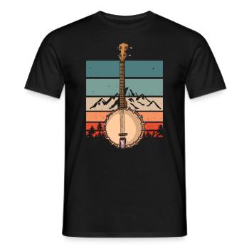 Banjo Shirts For Men Bluegrass Appalachia Folk - Men's T-Shirt - black - Front - AI Model Male 178 light (178cm)