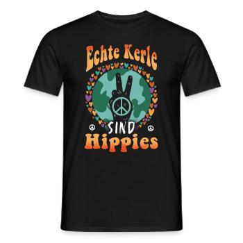 Hippie Peace Groovy Flowerpower Boho Woodstock - T-shirt homme - noir - Devant - AI Model Male 178 light (178cm)