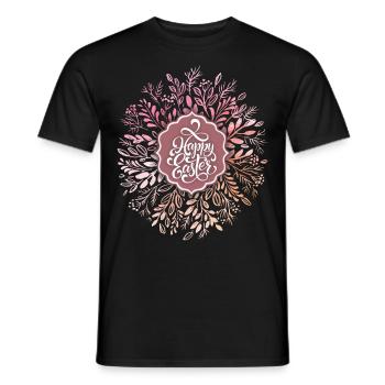 Easter wreath, Watercolor, Happy Easter, Calligraphy - Men's T-Shirt - black - Front - AI Model Male 178 light (178cm)