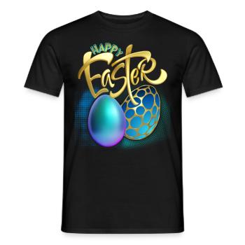 Joyeuse-Pâques Calligraphie Joyeuses Pâques 3d Oeufs de Pâques - T-shirt homme - noir - Devant - AI Model Male 178 light (178cm)