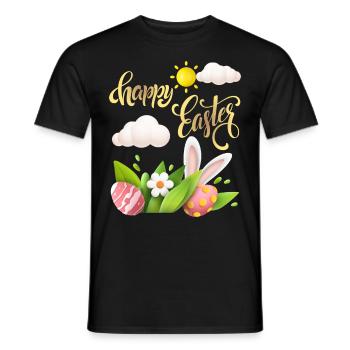 Calligraphie joyeuse-pascale, oeuf de Pâques, joyeuses Pâques - T-shirt homme - noir - Devant - AI Model Male 178 light (178cm)