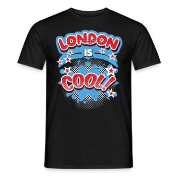 London England, United Kingdom Saying London-Cool - Men's T-Shirt - black - Front - AI Model Male 178 light (178cm)