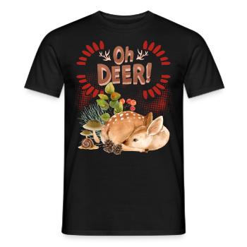 Reh Reh-Bambi Rehkitz im Wald lustiger Spruch, Pun - Männer T-Shirt - Schwarz - Vorne - AI Model Male 178 light (178cm)