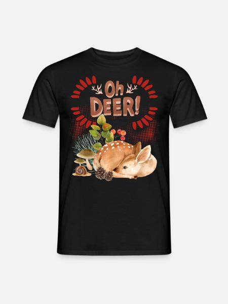 Reh Reh-Bambi Rehkitz im Wald lustiger Spruch, Pun - Männer T-Shirt - Schwarz