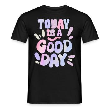 Bonne journée, disons, année-1970, design des années 70 - T-shirt homme - noir - Devant - AI Model Male 178 light (178cm)