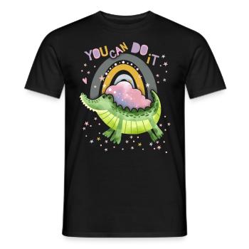 Lustiges-Krokodil Motivationsspruch mit Regenbogen - Männer T-Shirt - Schwarz - Vorne - AI Model Male 178 light (178cm)