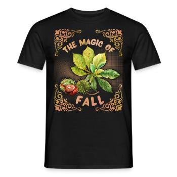 Herbst, Fall, Autumn, Kastanien, Kastanienblätter - Männer T-Shirt - Schwarz - Vorne - AI Model Male 178 light (178cm)