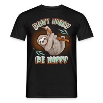 Sloth, sloth, funny saying Don't Hurry - Men's T-Shirt - black - Front - AI Model Male 178 light (178cm)