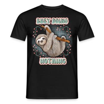 Sloth, Sloth, funny saying Doing-Nothing - Men's T-Shirt - black - Front - AI Model Male 178 light (178cm)