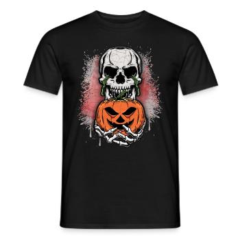 Lustiger Skull mit Halloween-Kürbis Vintage-Stil - Männer T-Shirt - Schwarz - Vorne - AI Model Male 178 light (178cm)
