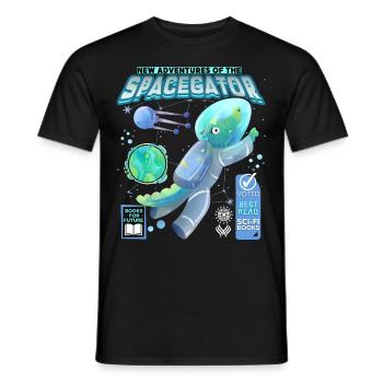 Comic-Astronaut Krokodil-Alligator im Weltall - Männer T-Shirt - Schwarz - Vorne - AI Model Male 178 light (178cm)